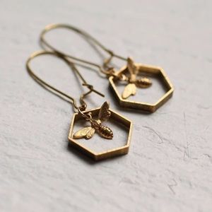 Bronze Honey Bee Dangle Earrings